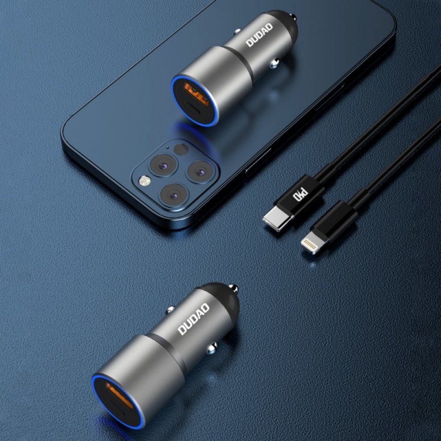 DUDAO R4PQ Car Charger 22.5W Universāls Pelēks Cigāru šķiltavas Ātrā uzlāde Auto – 5