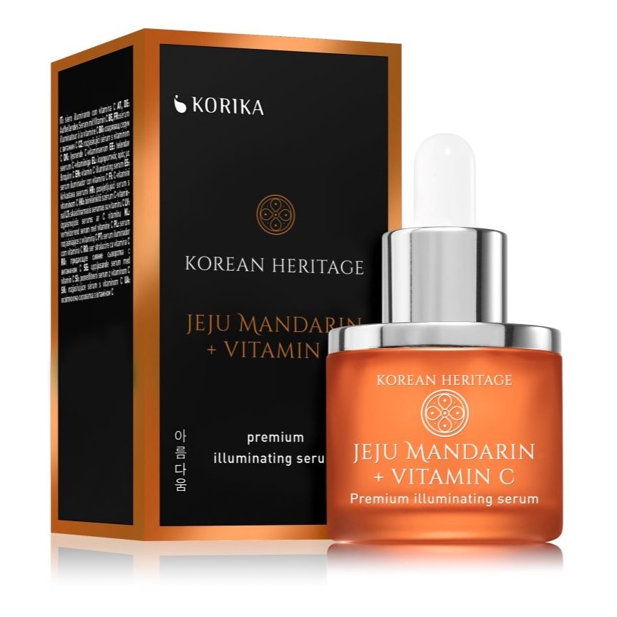 Korika Kirkastava seerumi, jossa on jeedžun mandariineja ja C-vitamiinia, korealainen perintö (kirkastava seerumi), 30 ml – 2