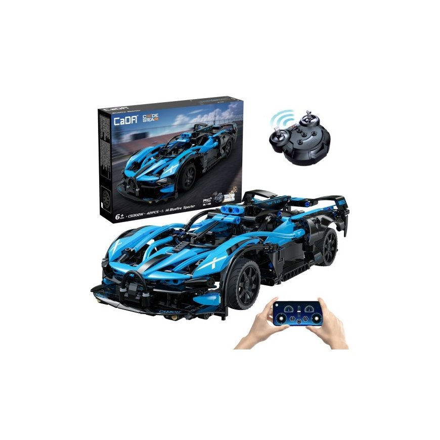 CaDA-rakennuspalikat "Racer" etäohjattava kilpa-auto "Bluefire Spectre" urheiluauto, 421 osaa, RC – 2