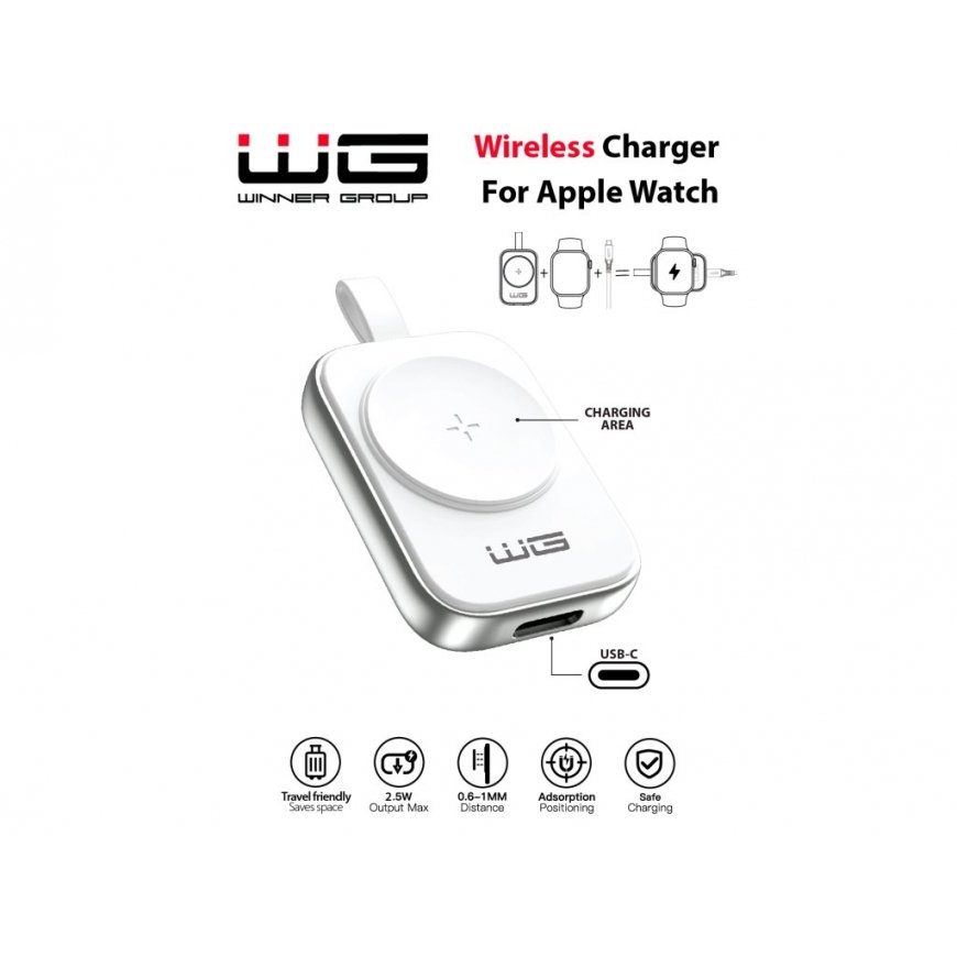 WG - Įkrovimo magnetinė įranga su USB-C Apple Watch, balta sidabrinė – 2