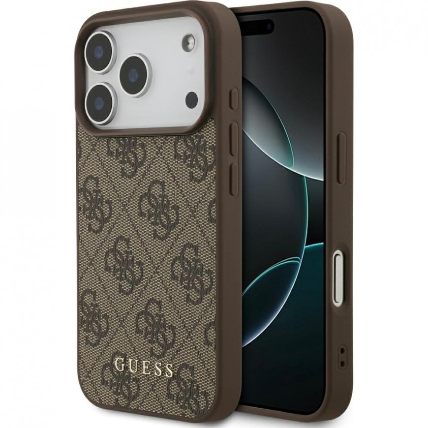 Guess 4G Classic Case for iPhone 17 Pro Brown