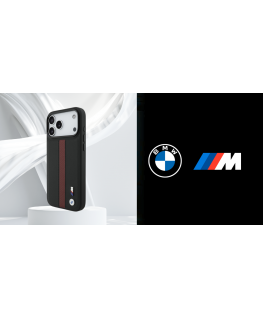 Чехол BMW M с перфорированной полосой и логотипом MagSafe для iPhone 17 Pro Max