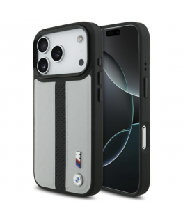 Case BMW M Perforated Stripe Logo MagSafe for iPhone 17 Pro gray