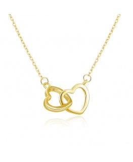 Beneto Gold plated silver pendant with hearts AGS1327 / 47-GOLD