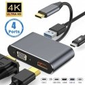 Адаптер-конвертер Riff 4в1 USB-C на HUB PD + HDMI + VGA + USB 3.0 Адаптер-конвертер Riff 4в1 USB-C на HUB PD + HDMI + VGA + USB 3.0