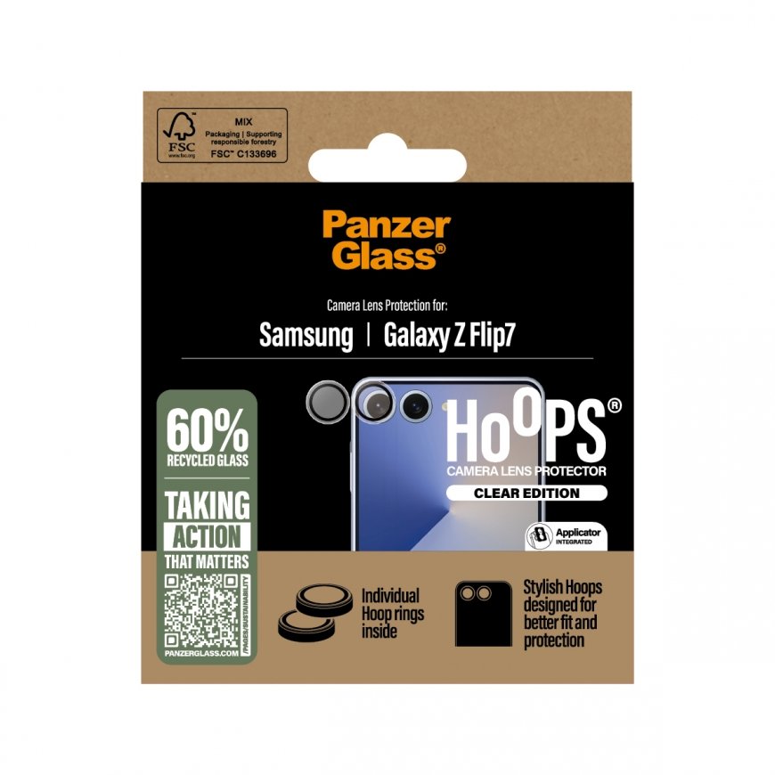PanzerGlass ® Hoops® Transparent Camera Lens Protector Samsung Galaxy Z Flip7 Caurspīdīgs ekrāna aiz – 3