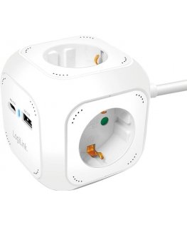 REV PowerGlobe pistikupesa kuubik 4-kordne USB valge-gr.1,4m015408112