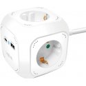 REV PowerGlobe pistikupesa kuubik 4-kordne USB valge-gr.1,4m015408112 REV PowerGlobe pistikupesa kuubik 4-kordne USB valge-gr.1,4m015408112