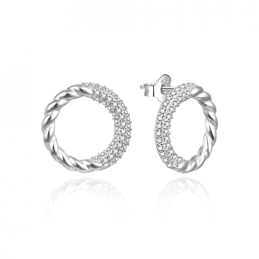 Agato Designer silver earrings with zirconias AGT-E189PW