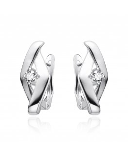 Agato Modern Silver Earrings with Zirconia AGT-E253FW
