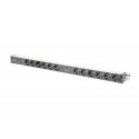 Digitus aluminum outlet strip with overload protection, 12 safety outlets, 2 x 2 m supply safety plu