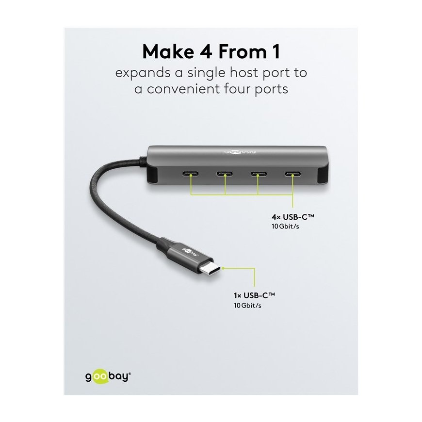 Goobay 76565 Slim 4-портовый USB-хаб, USB-C™ на USB-C™, 10 – 5