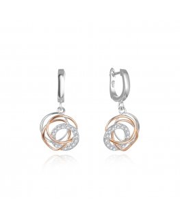 Beneto Fashion двуцветные серьги с цирконами AGUP2689-RHR