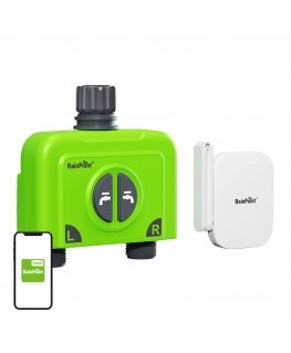 RainPoint WiFi 2-alueen kastelukontrolleri, jossa on portti