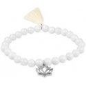 White agate bead bracelet with lotus flower and tassel White agate bead bracelet with lotus flower and tassel