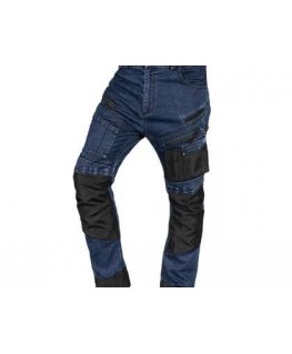 Neo Tools Denim Work Pants with Oxford Reinforcements, Dark Blue, Size S