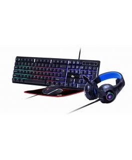 Gembird GGS-UMGL4-02 tastatūra Pele iekļauta Speļu USB QWERTY Amerikāņu angļu valoda Melns