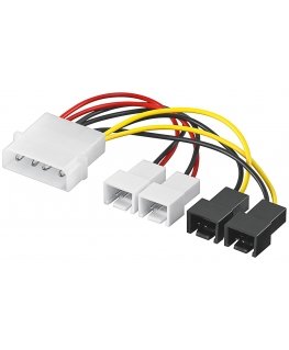 Goobay Power Cable/Adapter for PC Fans, 5.25 Inch Male to Fan 2x 12 V/2x 5 V, 0.15 m