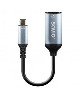 Savio AK-78 videokaabliadapter 0,015 m USB tüüp-C HDMI Must, Hõbe
