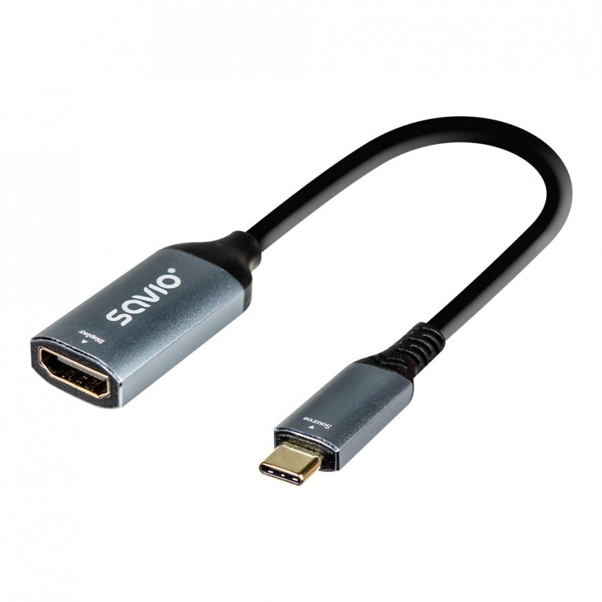 Savio AK-78 video cable adapter 0.015 m USB Type-C HDMI Black, Silver – 2