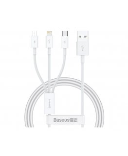Baseus SUP0003529 USB cable USB 3.2 Gen 1 (3.1 Gen 1) 1 m USB A USB C/Micro USB-A/Lightning White