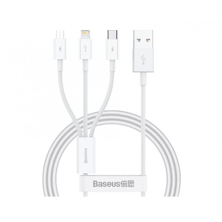 Baseus SUP0003529 USB kabelis USB 3.2 Gen 1 (3.1 Gen 1) 1 m USB A USB C/Micro USB-A/Lightning Balts