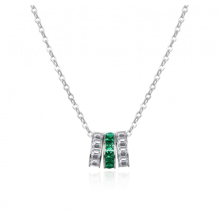 Agato Elegant silver pendant with zircons AGT-N039WGR