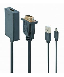 Gembird A-VGA-HDMI-01 videokaapeli-adapteri 0,15 m HDMI-tyyppi A (vakio) VGA (D-Sub) musta