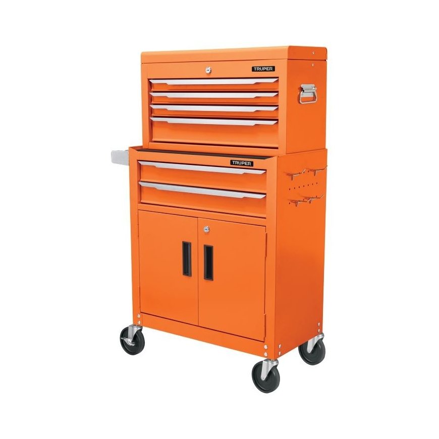 Metal tool cart with 6 drawers and 2 compartments Truper®