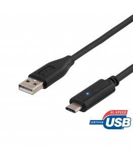Deltaco USBC-1002 USB кабель USB 2.0 0,25 m USB A Черный