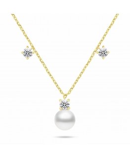 Brilio Silver Beautiful gold-plated necklace with pearls and zircons NCL213Y
