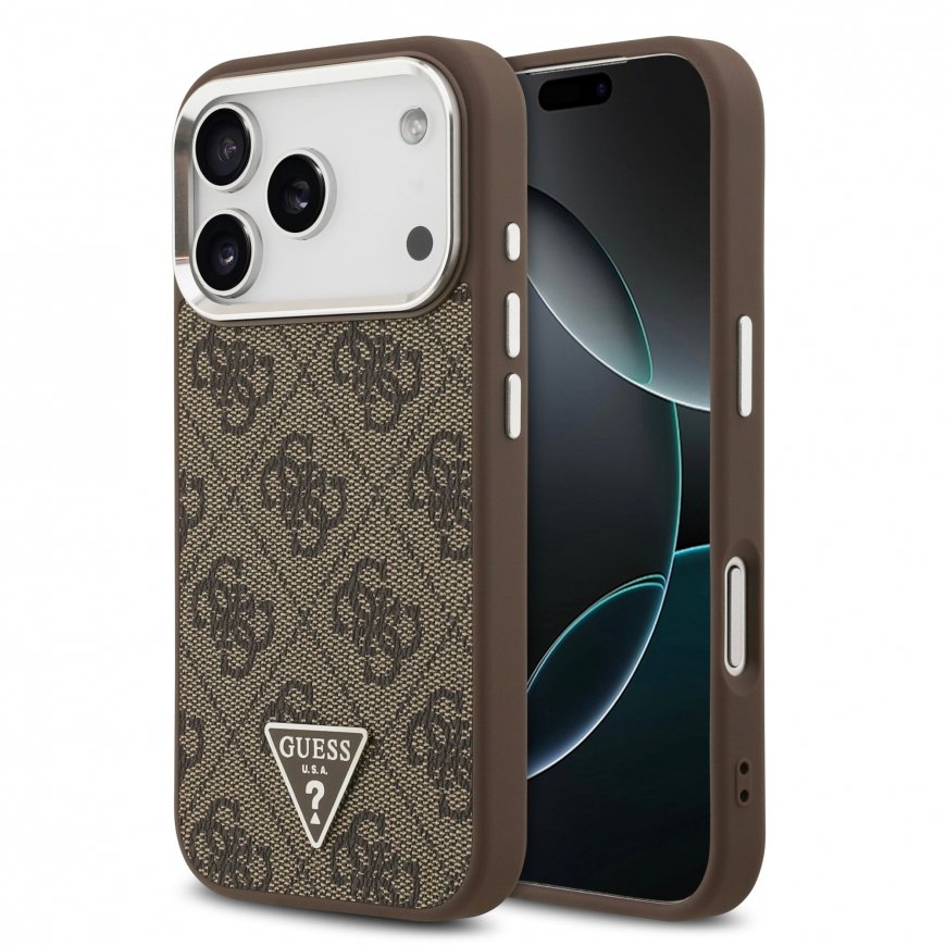 Case Guess 4G Triangle Logo MagSafe for iPhone 17 Pro brown