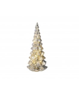 Lumineo glass tree with lights, table decoration, 32 cm, silver