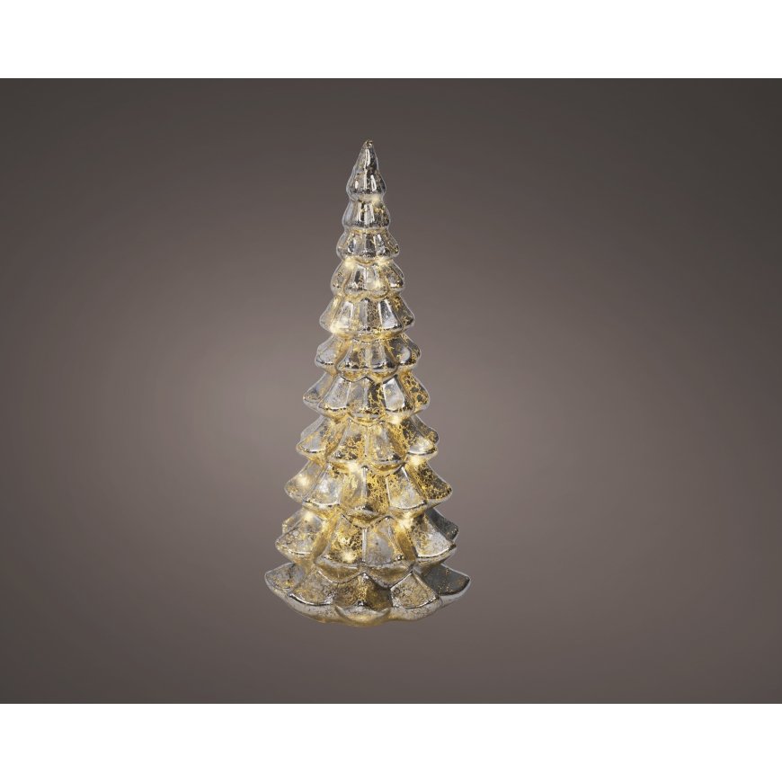 Lumineo lasikuusi valoilla, pöytäkoriste, 32 cm, hopea – 2