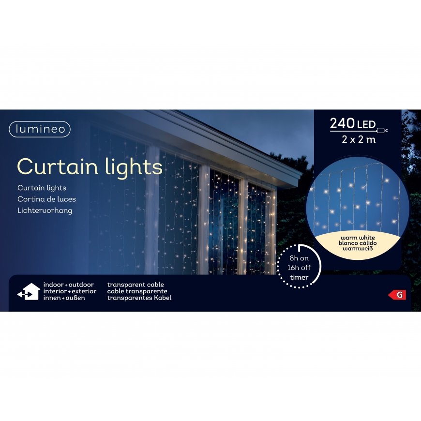 Lumineo curtain steady koristevalosarja ulkokäyttöön, 2 x 2 metriä – 2
