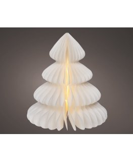 Lumineo popierinė eglutė su šviesa, 28 cm, šilta balta, veikia su baterijomis