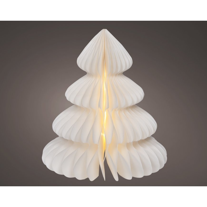 Lumineo paberipuu valgusega, 28 cm, soe valge, patareitoide