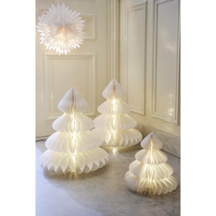 Lumineo paberipuu valgusega, 28 cm, soe valge, patareitoide – 2