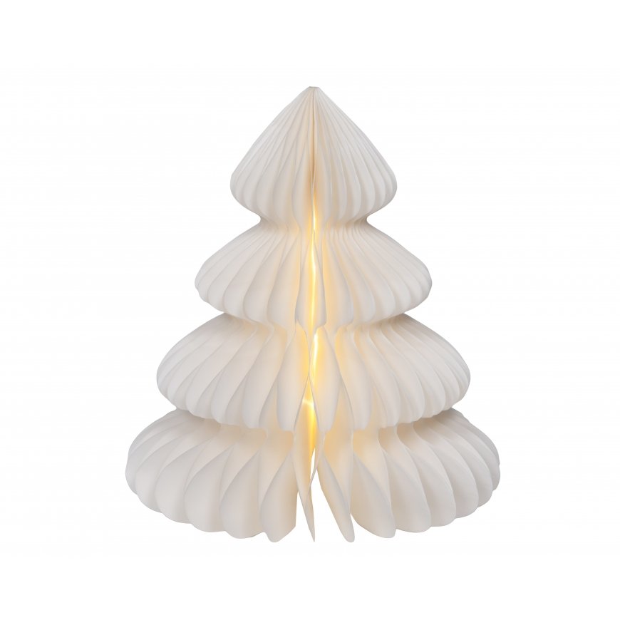 Lumineo papīra eglīte ar gaismu, 28 cm, silti balta, darbojas ar baterijām – 4