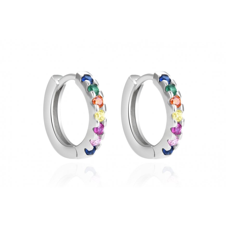 Agato Silver Ring Earrings with Colored Zirconias AGT-E192KC