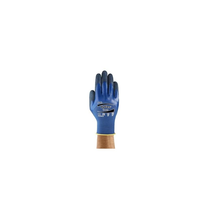 Protective gloves with double nitrile coating Ansell HyFlex® 11-925, size 9. Retail packaging.