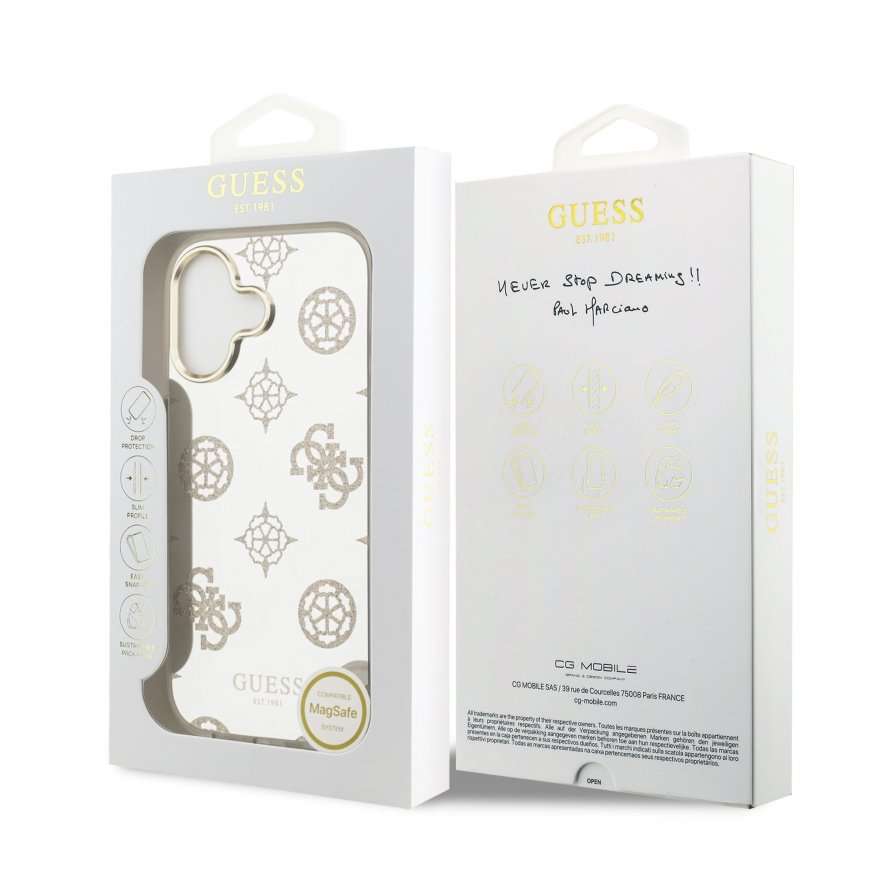 Juhtum Guess 4G Stripe MagSafe iPhone 17 jaoks, õhuline roosa