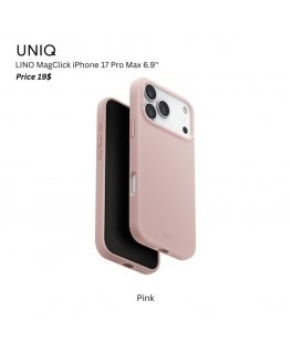 Чехол UNIQ Lino для iPhone 17 с магнитной зарядкой, розовый