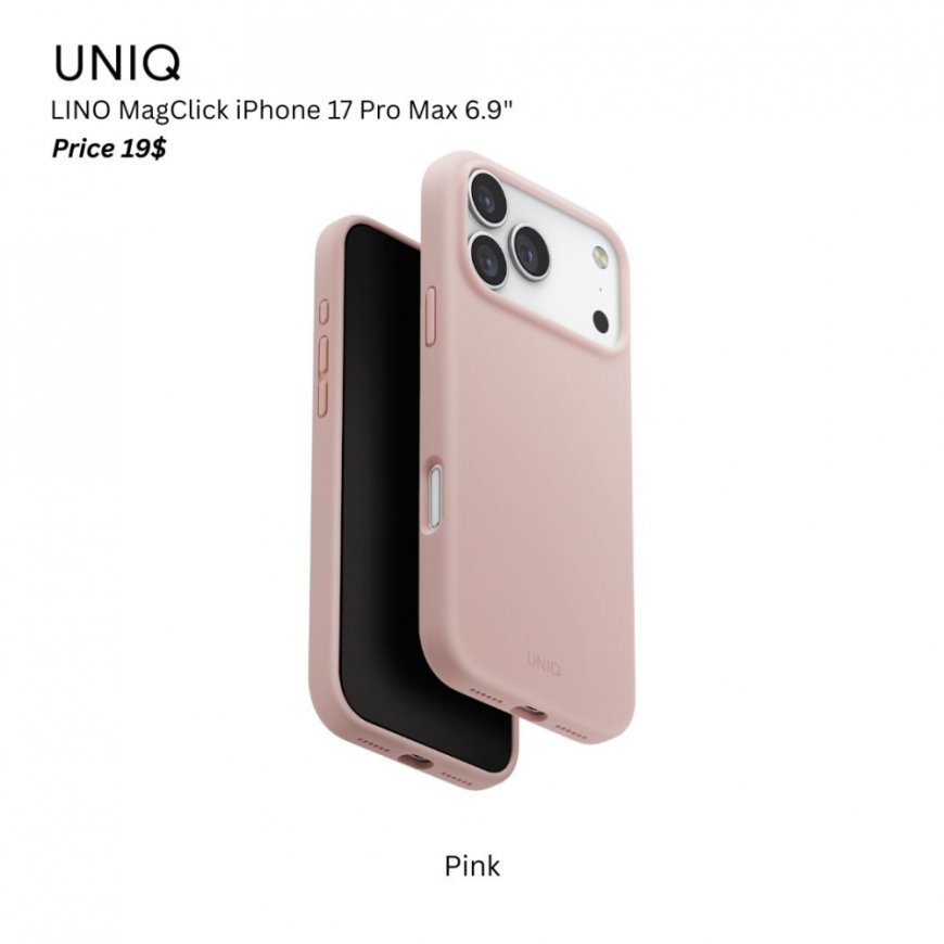 UNIQ Lino dėklas iPhone 17 Magclick įkrovimui, rožinis – 2