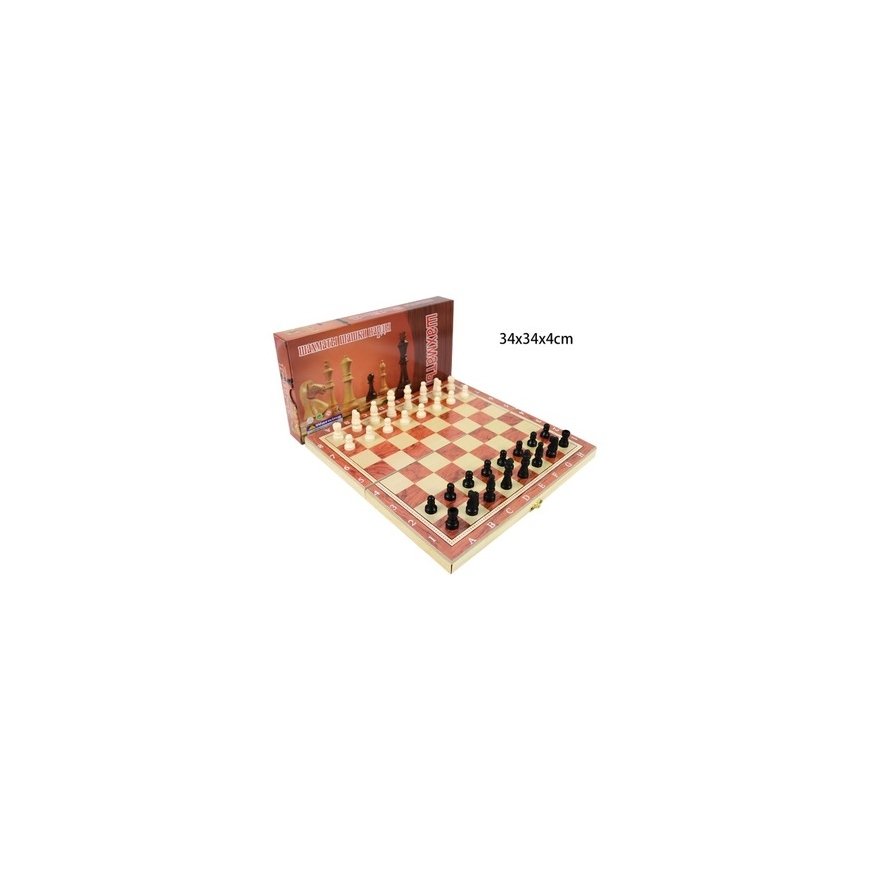 Lean Toys Wooden Game Set: chess, checkers, backgammon, 34x34 cm – 2