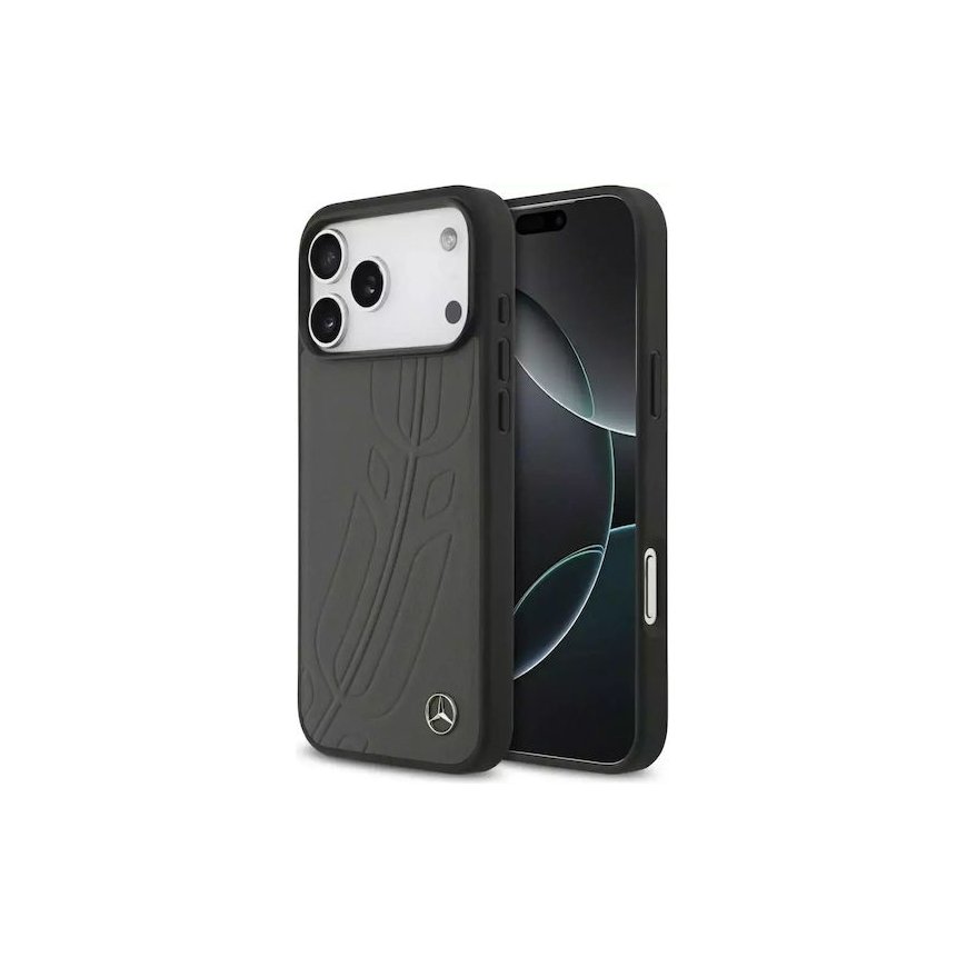 Case Mercedes Leather Large Laurel Leave MagSafe for iPhone 17 P