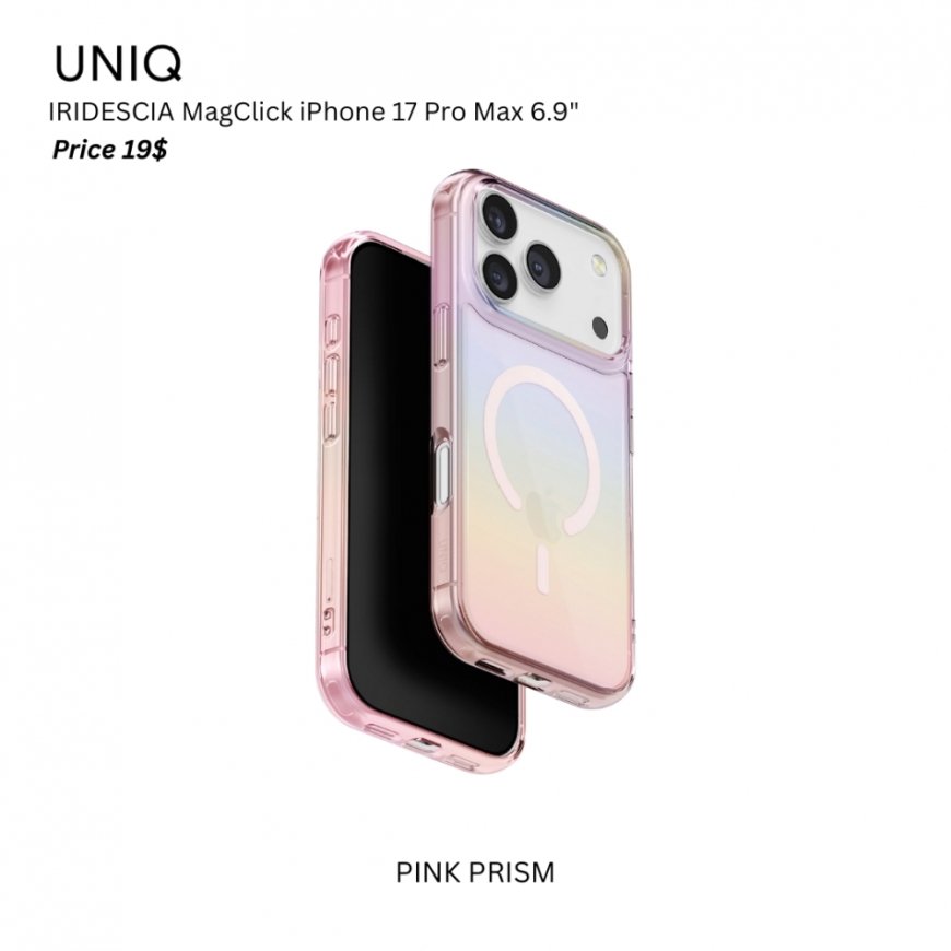 UNIQ Iridescia case for iPhone 17 Pro Max Magclick Charging pink