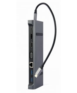 Gembird A-CM-COMBO9-02 док-станция для ноутбука Проводная USB 3.2 Gen 1 (3.1 Gen 1) Type-C Серый