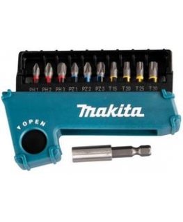 Makita E-03567-10 Impact Premier 11vnt. Torsion sukimo antgalių komplektas (10 vnt. Dėžutėje) (PH1, PH2, PH3, PZ1, PZ2, PZ3, T15
