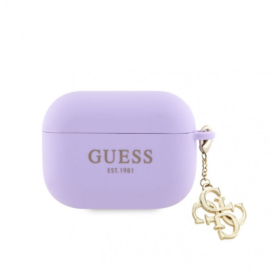 Apple Airpods Pro Case Silicone Classic Logo Gold With 4G Charm Purple